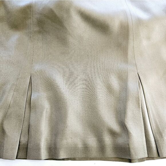 Vintage Talbots 100% Silk Olive Green Sleeveless Pleated Hem Sheath Dress 10 - Picture 6 of 10